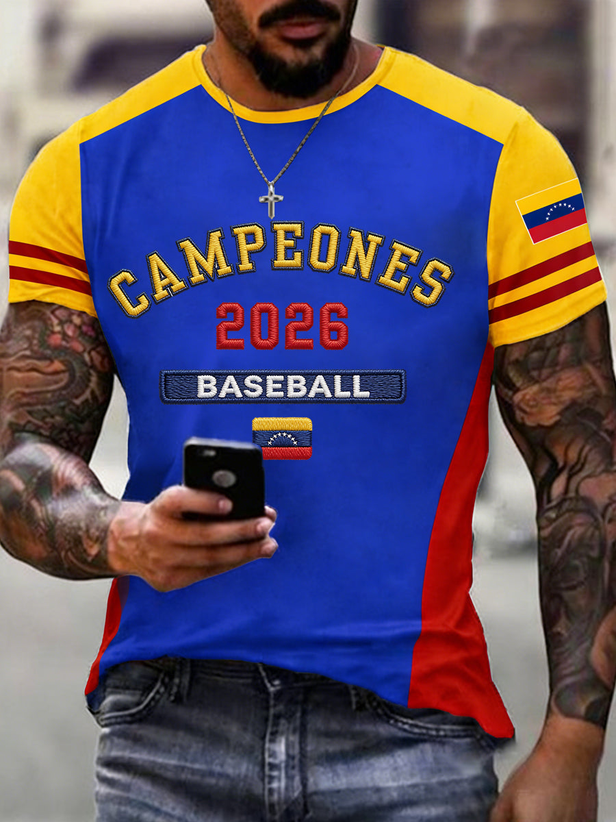 Men's Celebrate Venezuela 2026 Baseball Champions Print Casual Tee