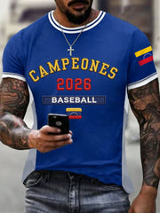 Men's Celebrate Venezuela 2026 Baseball Champions Print Casual Tee