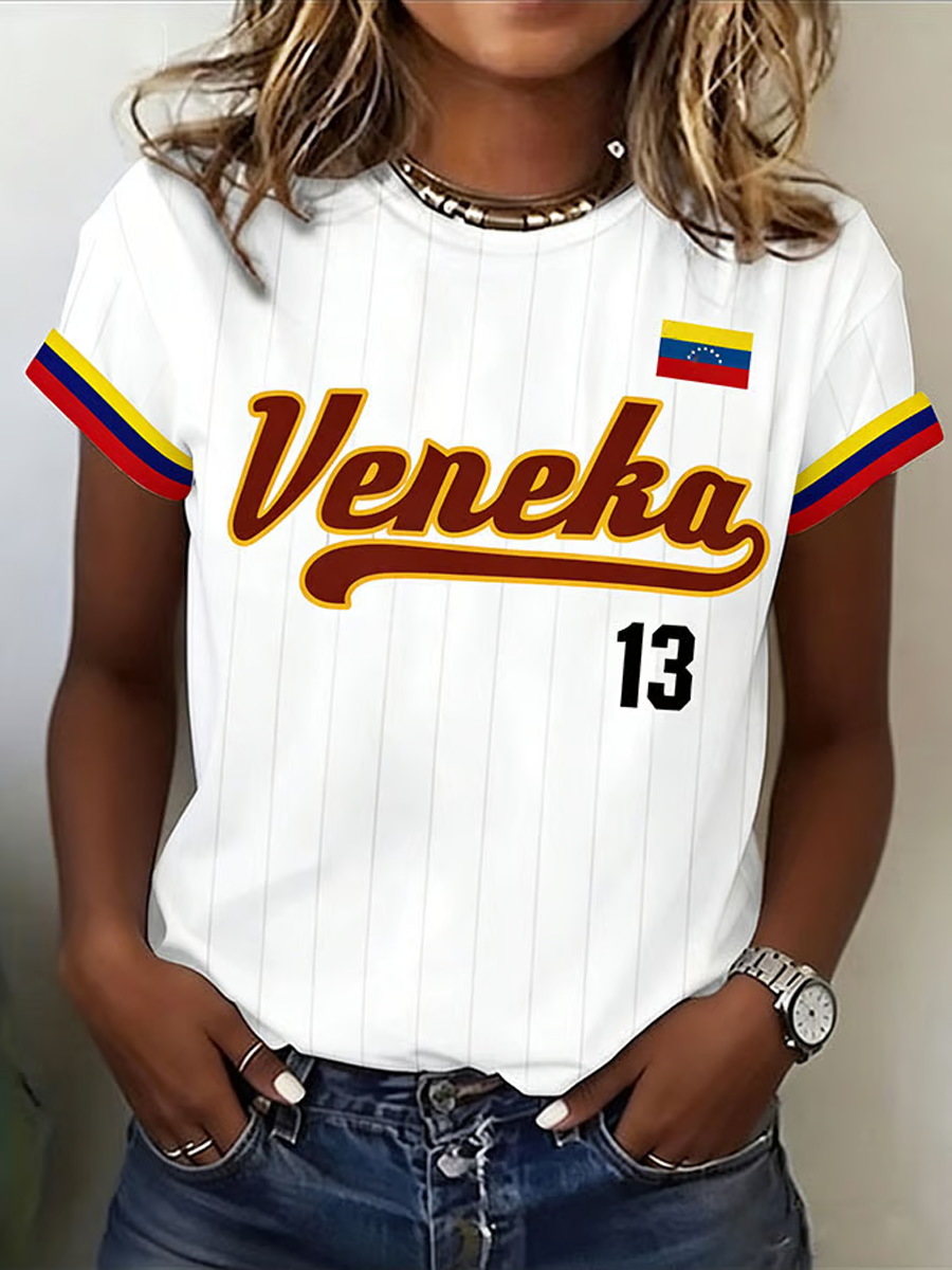 Women's Venezuela Baseball Peinted short-sleeved T-shirt