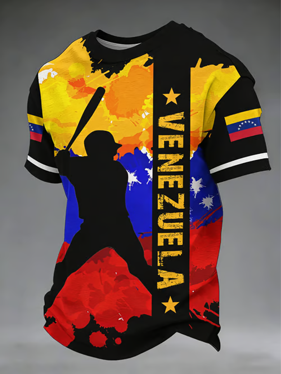 Men's Venezuela Baseball Peinted short sleeves t-shirt