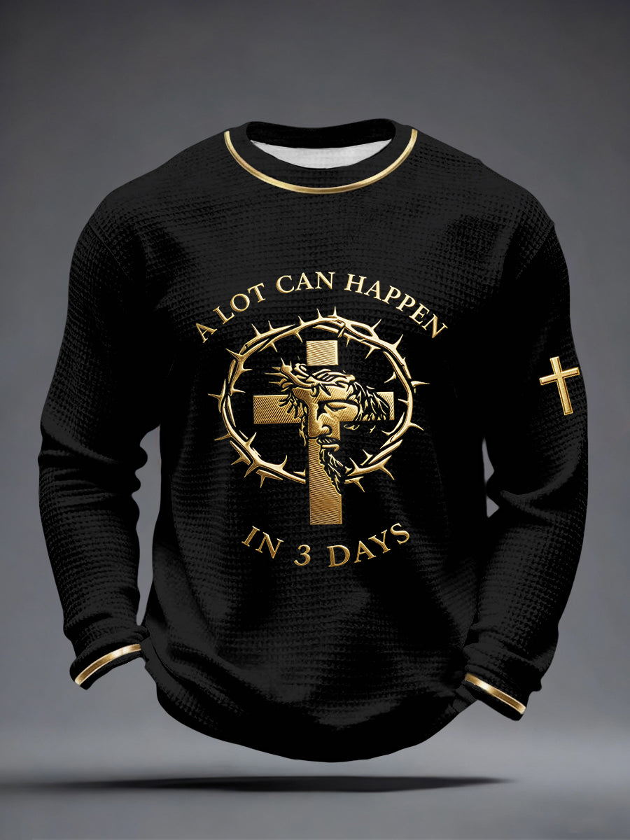 Men's A Lot Can Happen In 3 Days Print Waffle T-Shirt