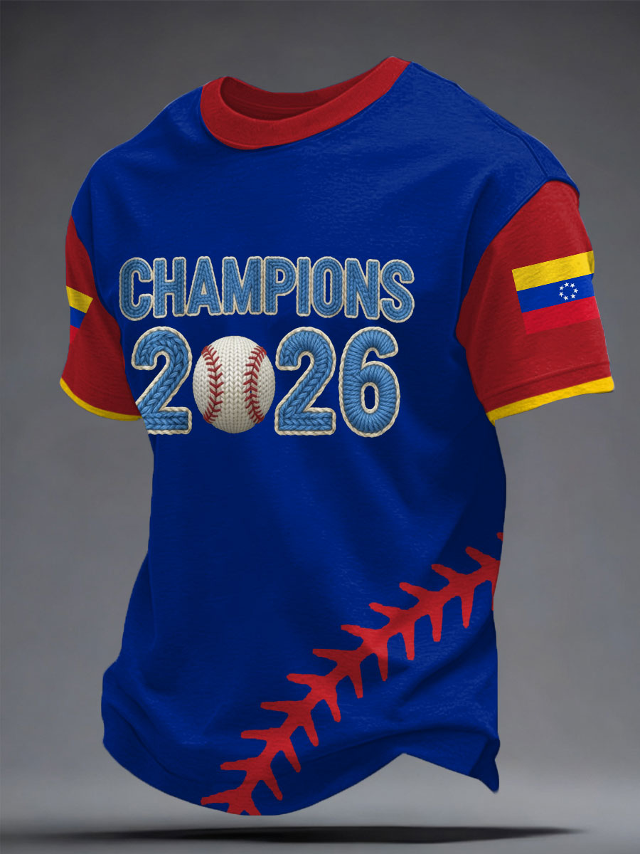 Men's Venezuela Baseball Champion Printed T-shirt
