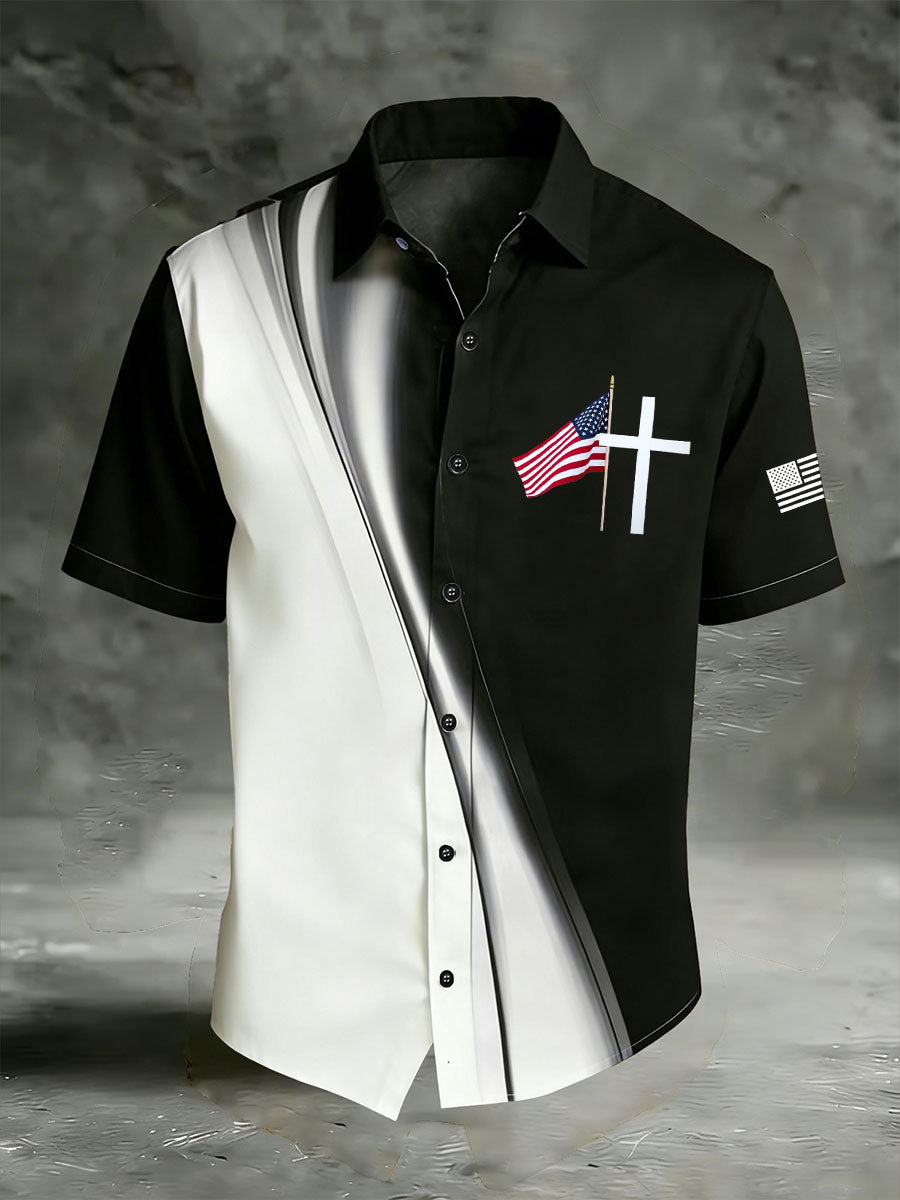 Men's faith cross flag shirts