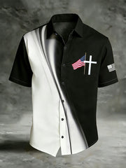 Men's faith cross flag shirts