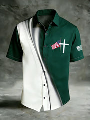 Men's faith cross flag shirts