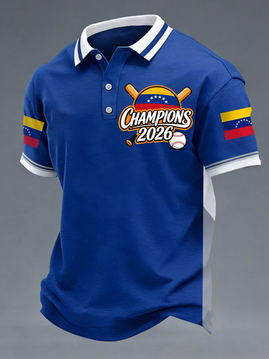 Men's Celebrate Venezuela 2026 Baseball Champions Print Casual Polo