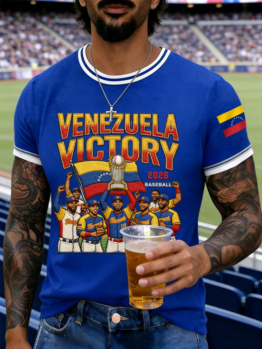 Men's Celebrate Venezuela 2026 Baseball Champions Print Casual Tee
