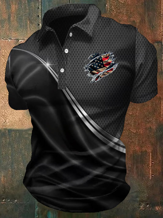 Men's Independence Day American Flag Graphic Print Casual Top