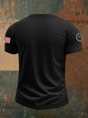 Men's Independence Day American Flag Jet Planes Print Casual Tee