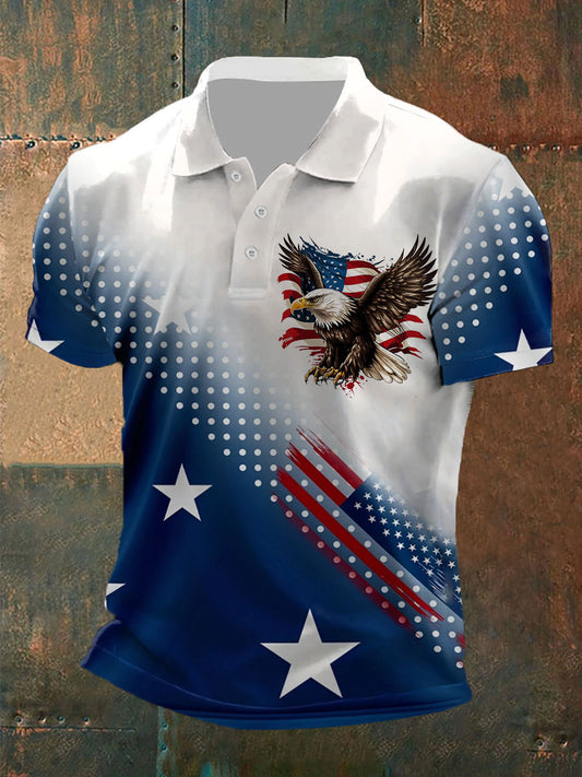 Men's American Flag Eagle Print Top