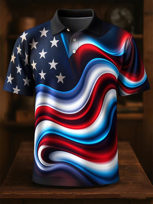 Men's Independence Day Flag Print short sleeve shirt