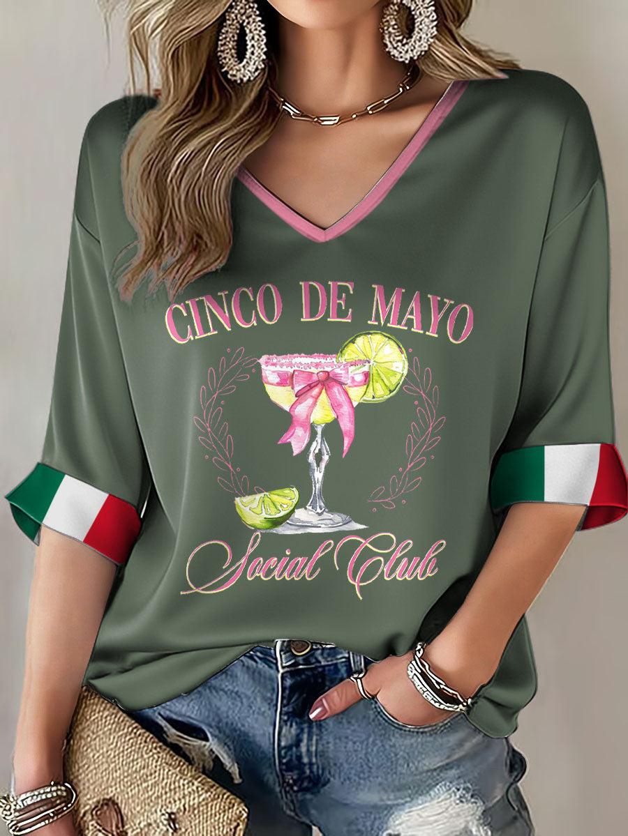 Women's Mexico Art Cinco De Mayo Printed Casual Tops