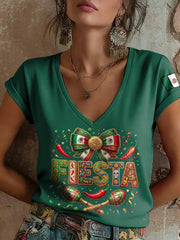 Women's Mexico Art Cinco De Mayo Printed T-Shirt