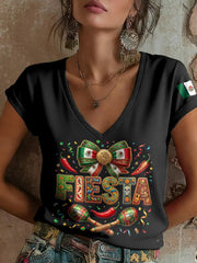 Women's Mexico Art Cinco De Mayo Printed T-Shirt
