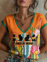 Women's Mexico Art Cinco De Mayo Printed T-Shirt