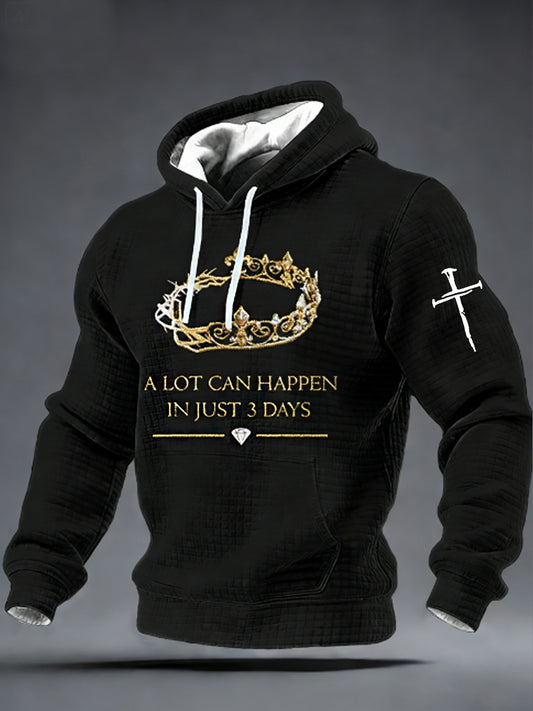 Men's A Lot Can Happen In 3 Days Checkered Cotton Hoodie