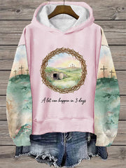Women's Easter Bunny A Lot Can Happen In 3 Days Printed Hoodie