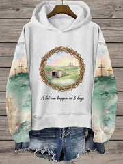 Women's Easter Bunny A Lot Can Happen In 3 Days Printed Hoodie