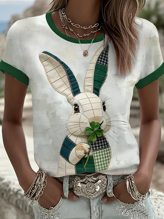 Women's Cute  Bunny Art  Short Sleeve T-shirt