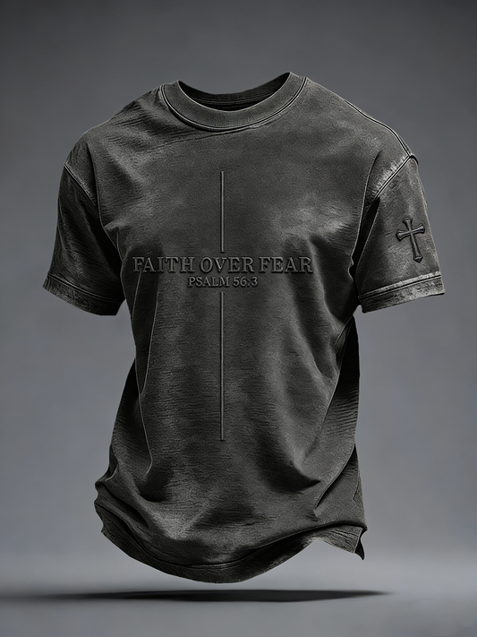 Men's Faith Over Fear Printed Casual T-Shirt
