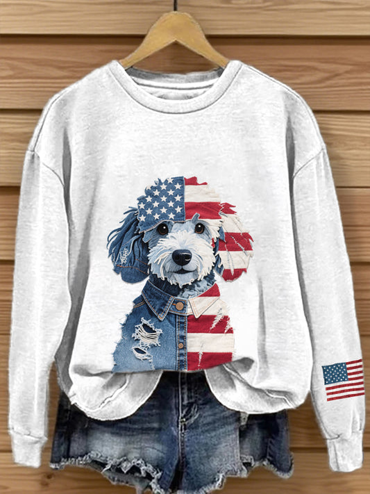Women's Independence Day Dog Patchwork Art Sweatshirt