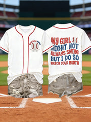Women's Baseball MAMA Print Short Sleeves T-shirt