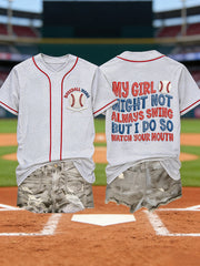 Women's Baseball MAMA Print Short Sleeves T-shirt