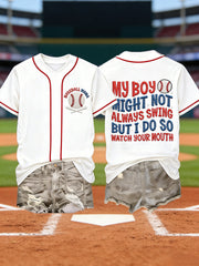 Women's Baseball MAMA Print Short Sleeves T-shirt