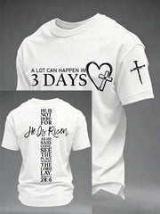 Men's A Lot Can Happen in 3 Days Embroidery Pattern Tee