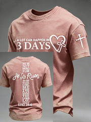 Men's A Lot Can Happen in 3 Days Embroidery Pattern Tee