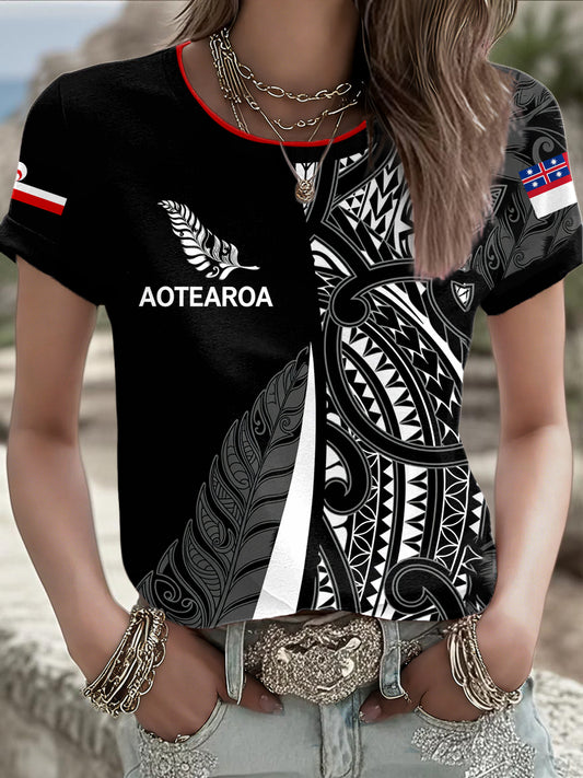 Women's Maori Art NZ Printed T-shirt