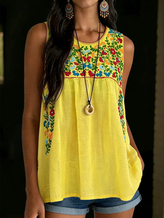Women's Mexican Floral Vest Top