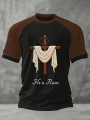 Women's He Is Risen Jesus Christian Cross Print Tee