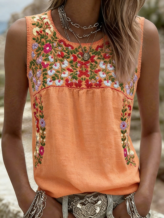 Women's Mexican Floral Vest Top