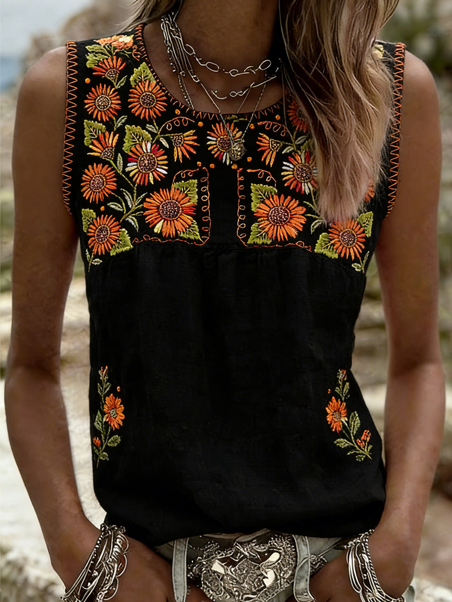 Women's Mexican Floral Vest Top