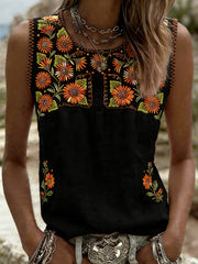 Women's Mexican Floral Vest Top