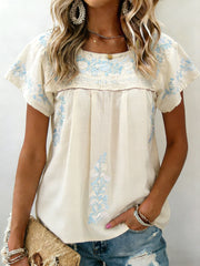 Women's Mexican Floral Short Sleeves Shirt