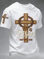 Men's He is Riser MATTHEW 28:6 short sleeves t-shirt