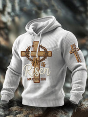 Men's He is Riser MATTHEW 28:6 Checkered Cotton Hoodie