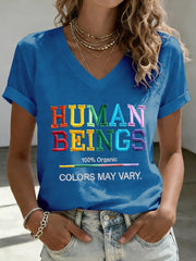 Women's Pride Month Retro Human Beings 100% Organic Colors May Vary  Short Sleeve T-Shirt