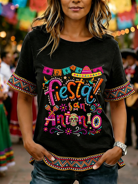 Women's Cinco De Mayo Print Casual Ruffle Sleeve Tee