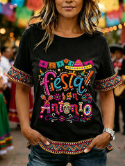 Women's Cinco De Mayo Print Casual Ruffle Sleeve Tee
