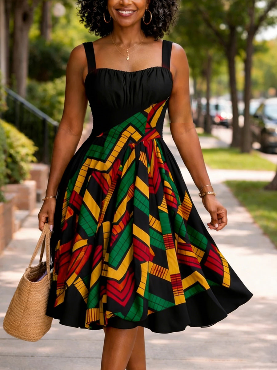 Women's Juneteeth Art Black Pride Printed Dress