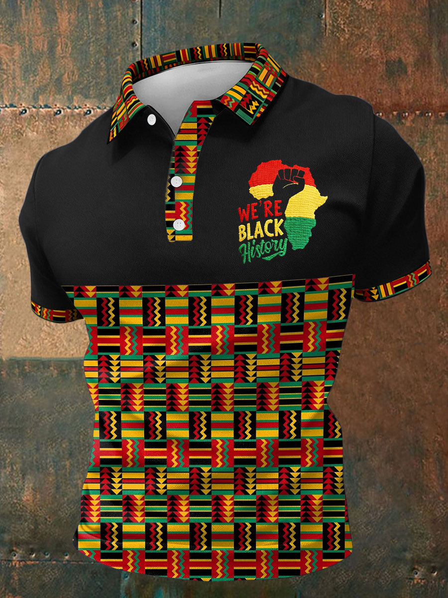 Men's Juneteeth Art Black Pride Printed Casual Tops