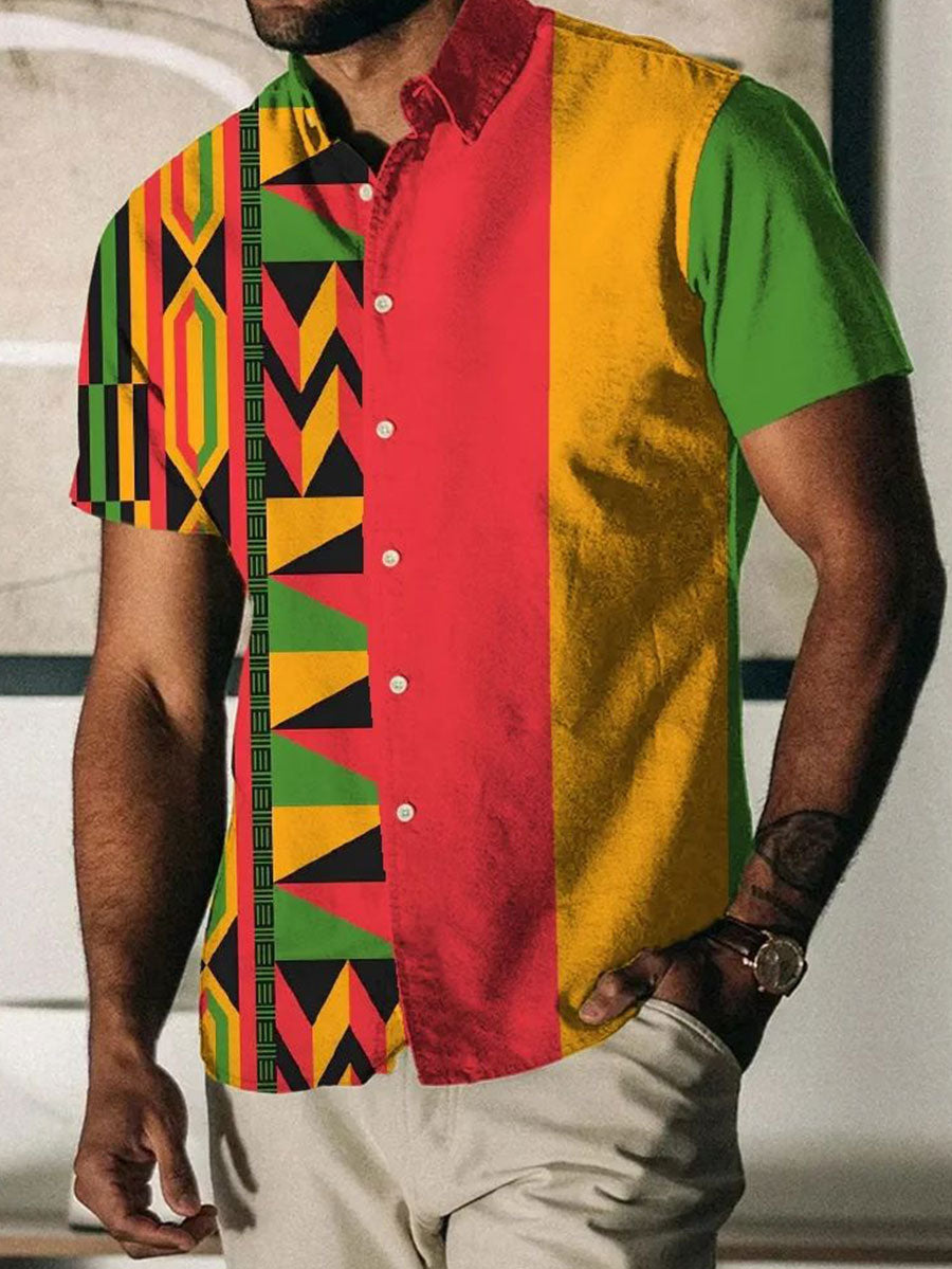 Men's Juneteeth Art Black Pride Printed Shirt
