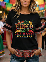 Women's Cinco de Mayo Print Casual T-Shirt