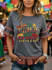 Women's Cinco de Mayo Print Casual T-Shirt