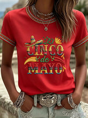 Women's Cinco de Mayo Print Casual T-Shirt