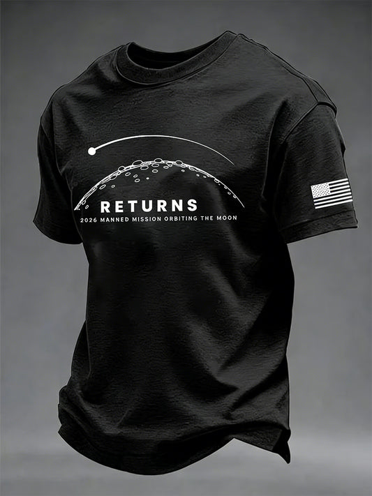 Men's Return To The Moon 2026 Casual Short Sleeve T-Shirt