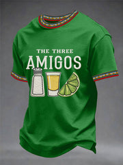 Men's Funny Cinco de Mayo The Three Amigos Salt Tequila Lemon Print Casual Tee